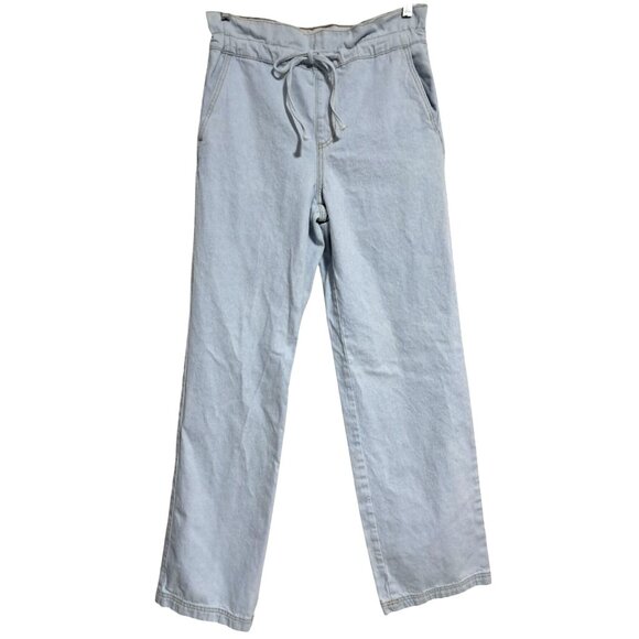 Universal Thread Jeans Womens Light Blue Wide-Leg Paper Bag Waist Cotton Drawstr - Picture 1 of 10